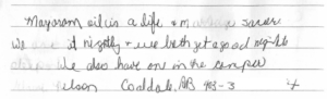 Image of scan of handwritten Snore No More testimonial - Grant from Calgary Stampede 2024